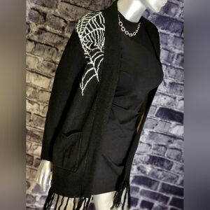 RARE! Spider Web Black Cardigan Sweater from Too Fast